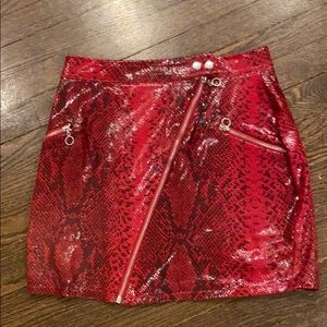 Misguided red snake skin mini skirt!!